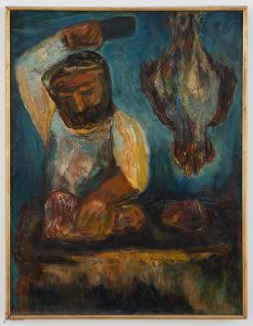 יצחק פרנקל, "הקצב", 1936. שמן על בד, אוסף מוזיאון סטודיו יצחק פרנקל, צפת